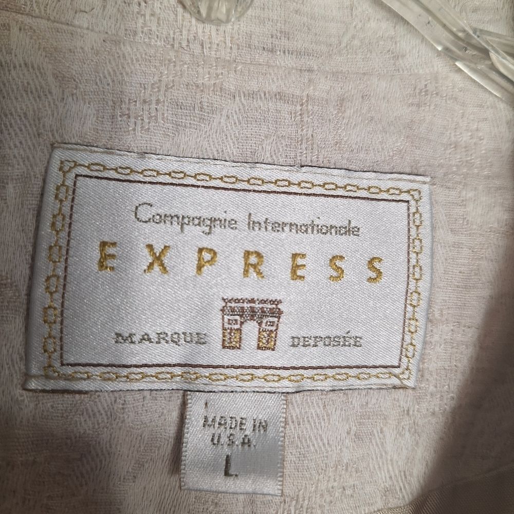 Vintage Express Linen Blazer Patchwork Large Beig… - image 2